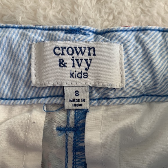 Crown & Ivy Blue and Red Floral Shorts 8 EUC Adjustable Waist - Picture 5 of 11